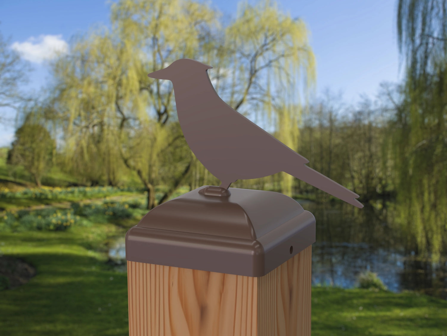 Blue Jay Fence Post Cap (Multiple Post Sizes Available) - Madison Iron and Wood