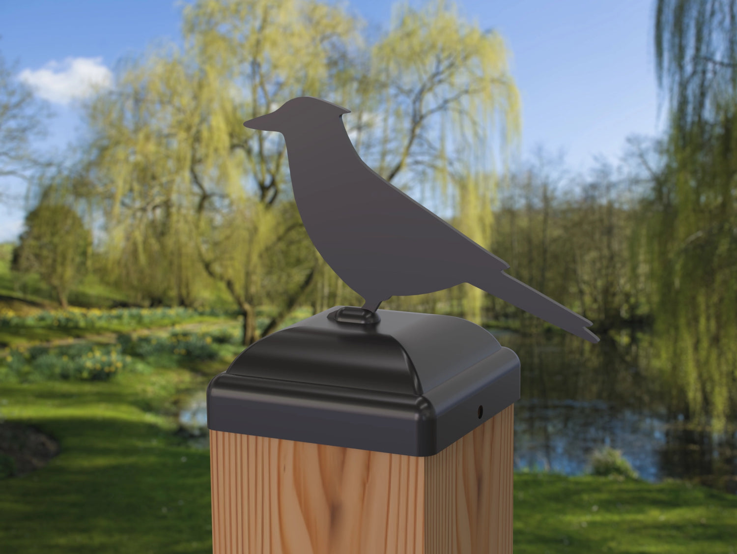 Blue Jay Fence Post Cap (Multiple Post Sizes Available) - Madison Iron and Wood