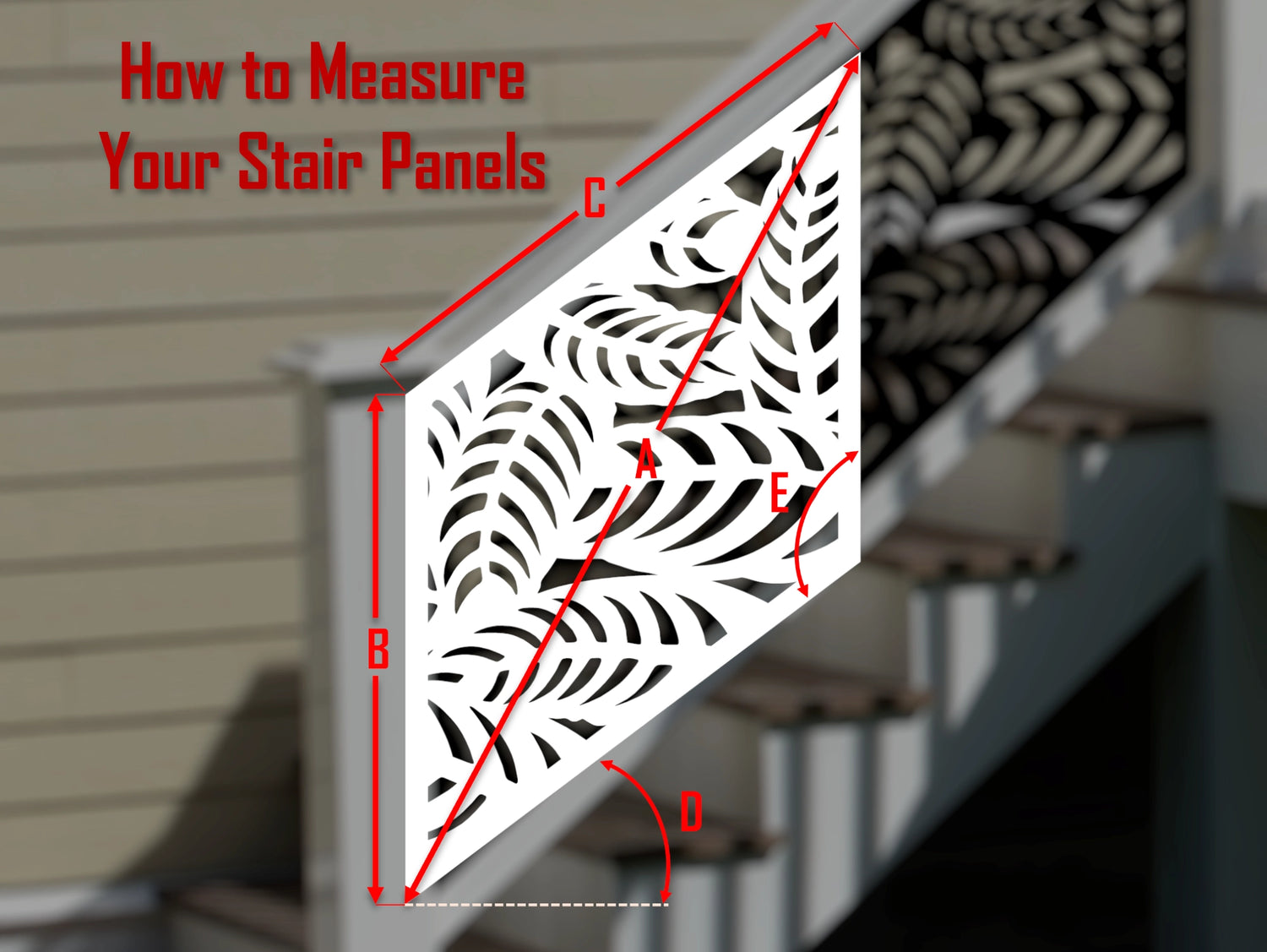 Budding Palm Leaves Stair Railing Panel Insert - Madison Iron and Wood