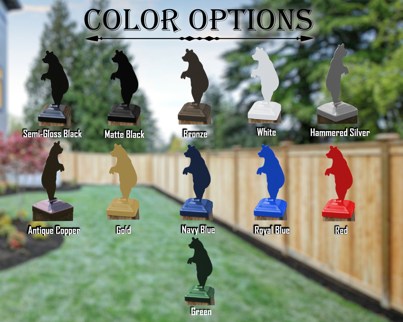 Bear Post Top For Round Wood Fence Post