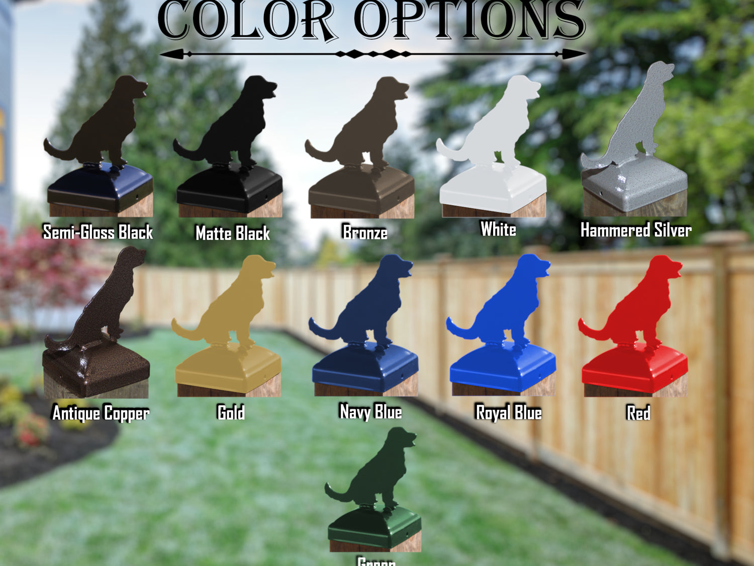 6X6 Golden Retriever Post Cap (5.5 x 5.5 Post Size) - Madison Iron and Wood