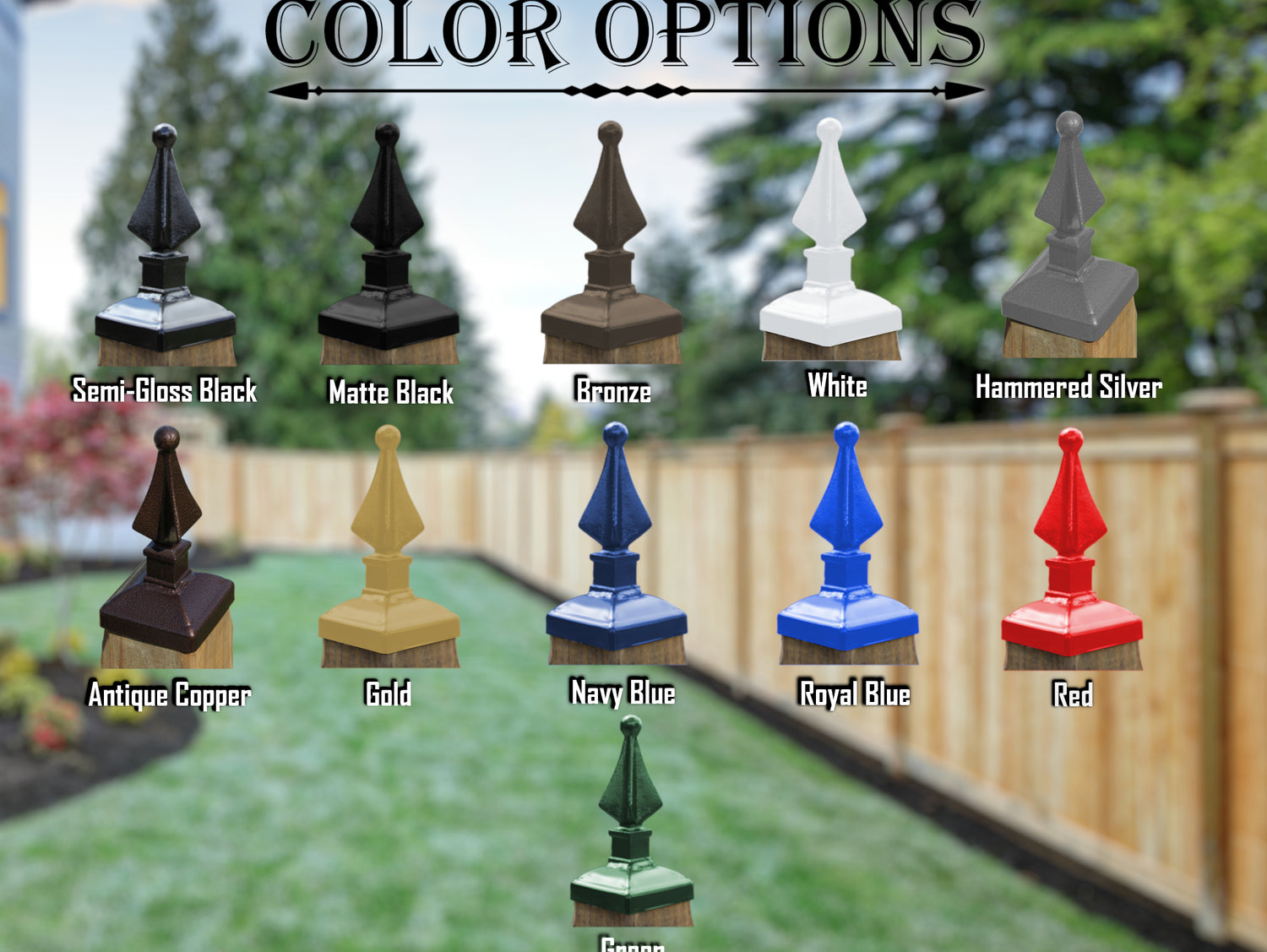 4x4 Quad Spear Post Cap (3.5 x 3.5 Post Size) - Madison Iron and Wood