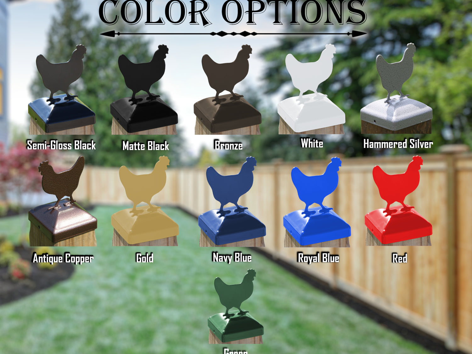 6X6 Chicken Post Cap (5.5 x 5.5 Post Size) - Madison Iron and Wood