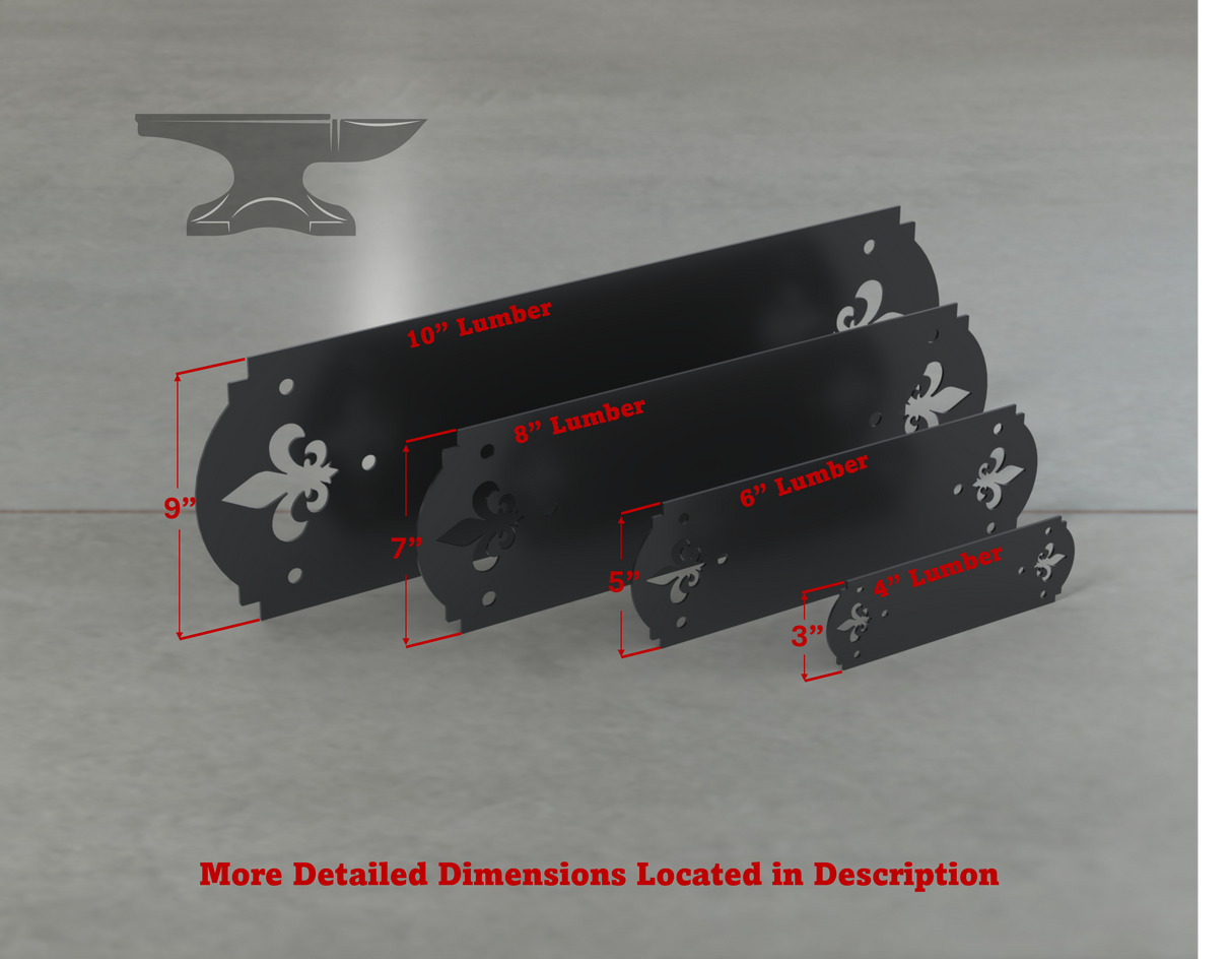Crowned Fleur De Lis Style Straight Brackets - Various Sizes
