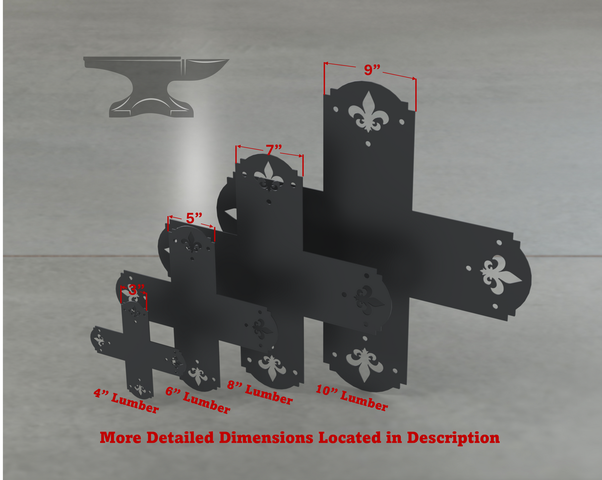 Crowned Fleur De Lis Style X Brackets - Various Sizes