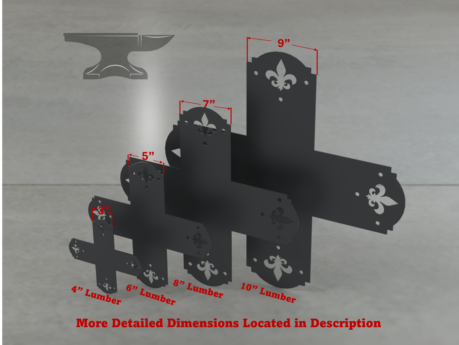Crowned Fleur De Lis Style X Brackets - Various Sizes