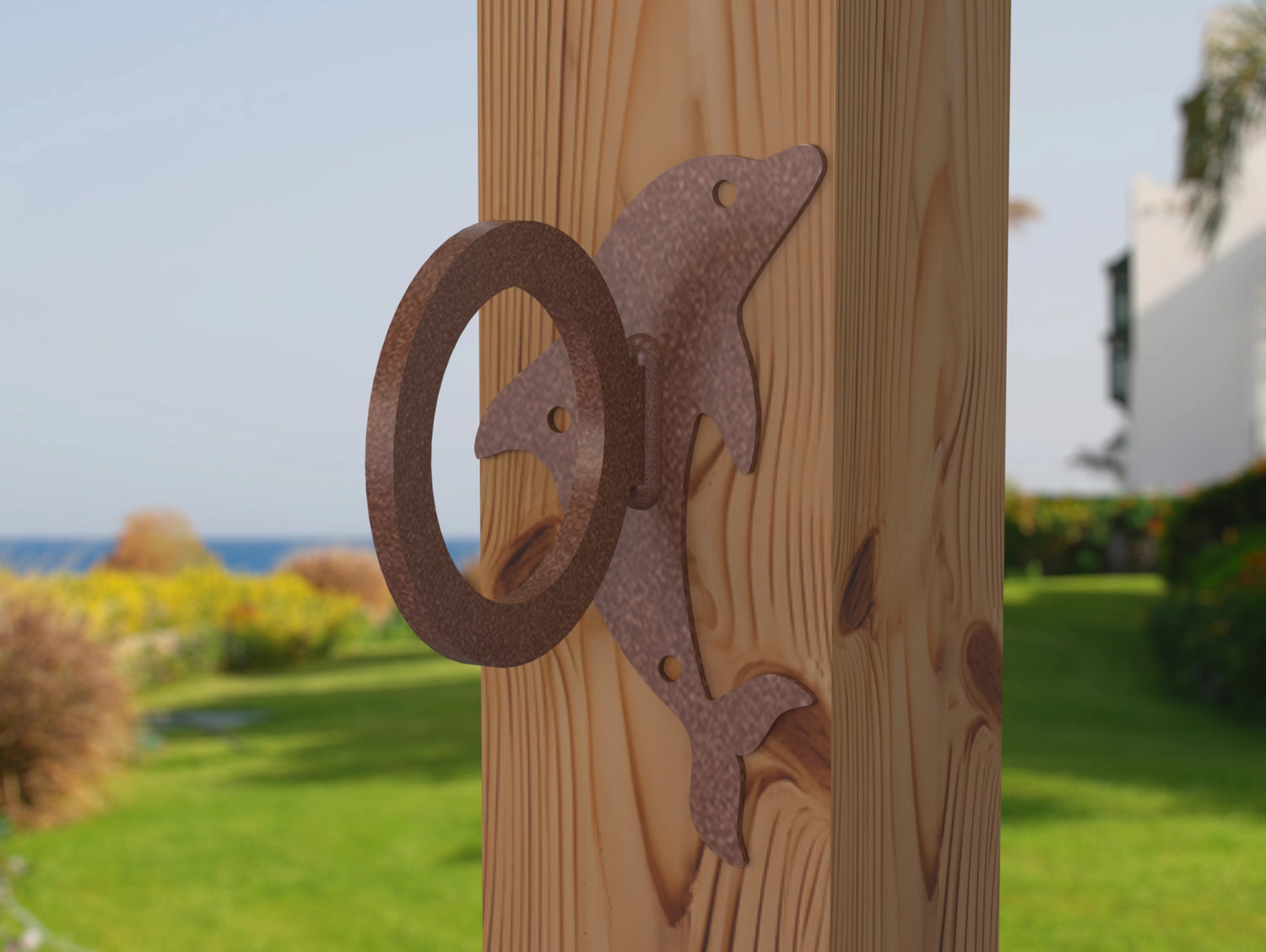 Dolphin Nautical Rope Ring, Light Strand Holder (3 sizes available) - Madison Iron and Wood