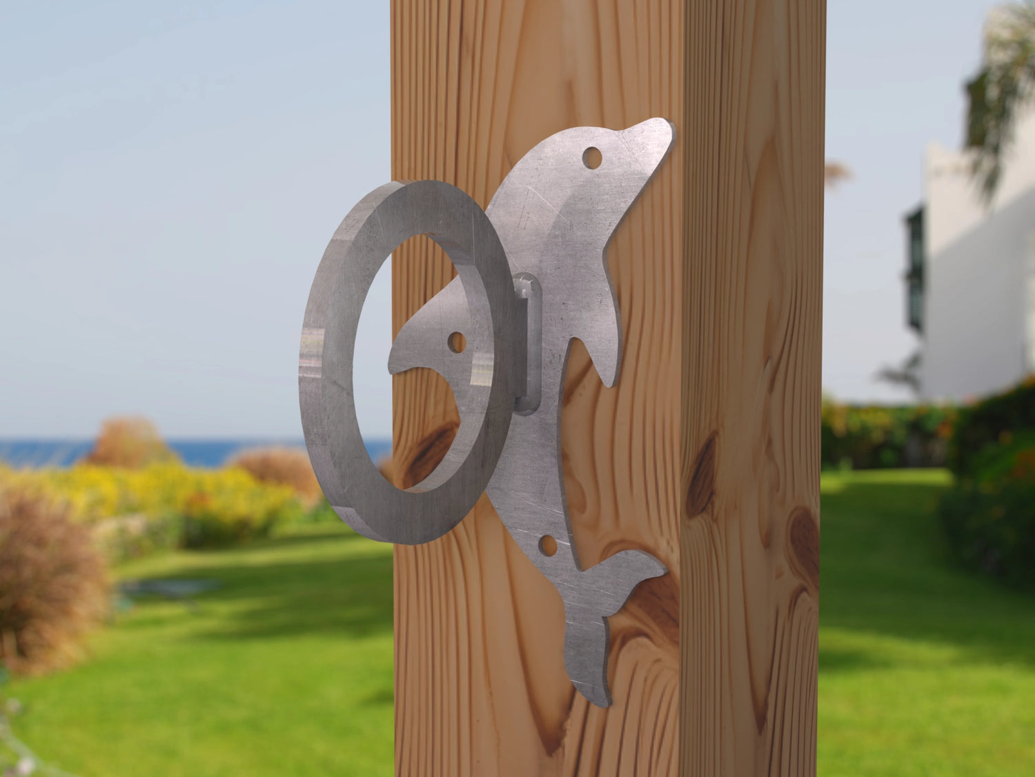 Dolphin Nautical Rope Ring, Light Strand Holder (3 sizes available) - Madison Iron and Wood