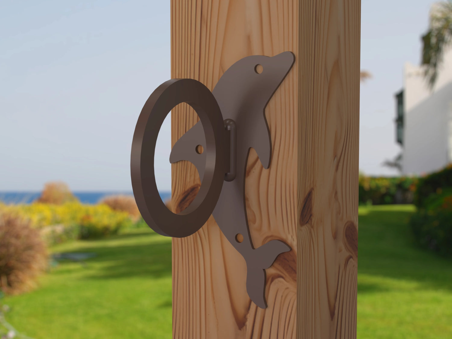 Dolphin Nautical Rope Ring, Light Strand Holder (3 sizes available) - Madison Iron and Wood