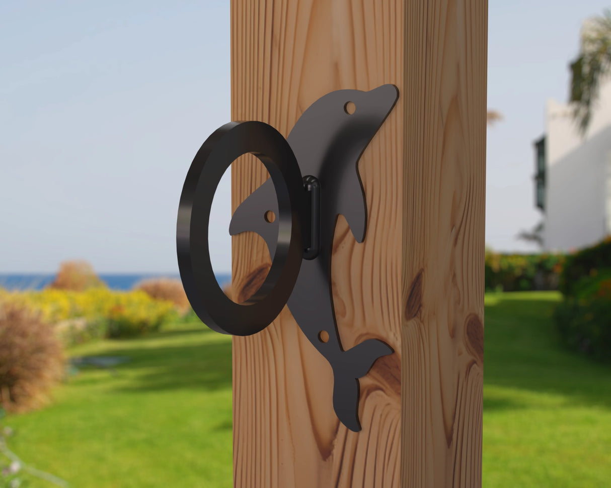 Dolphin Nautical Rope Ring, Light Strand Holder (3 sizes available) - Madison Iron and Wood
