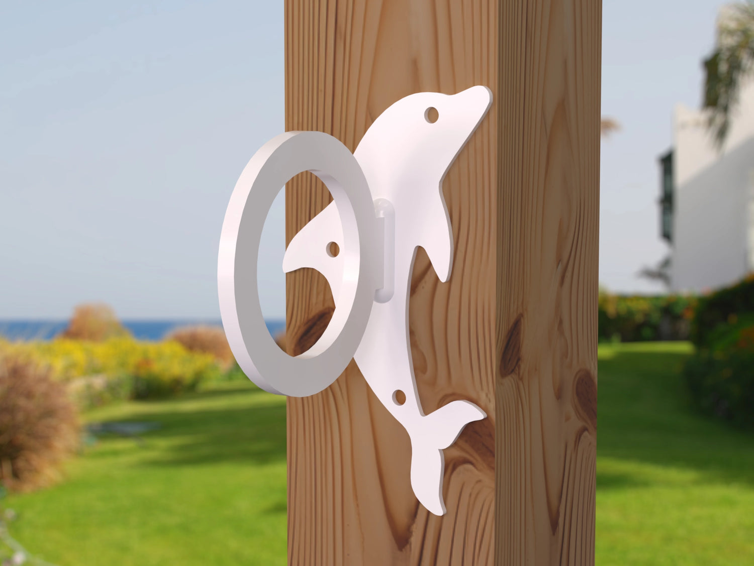 Dolphin Nautical Rope Ring, Light Strand Holder (3 sizes available) - Madison Iron and Wood