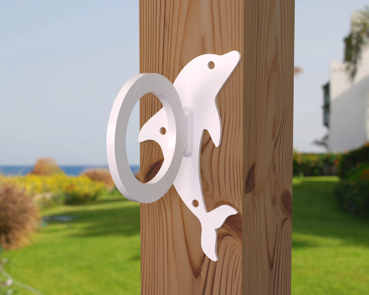 Dolphin Nautical Rope Ring, Light Strand Holder (3 sizes available) - Madison Iron and Wood