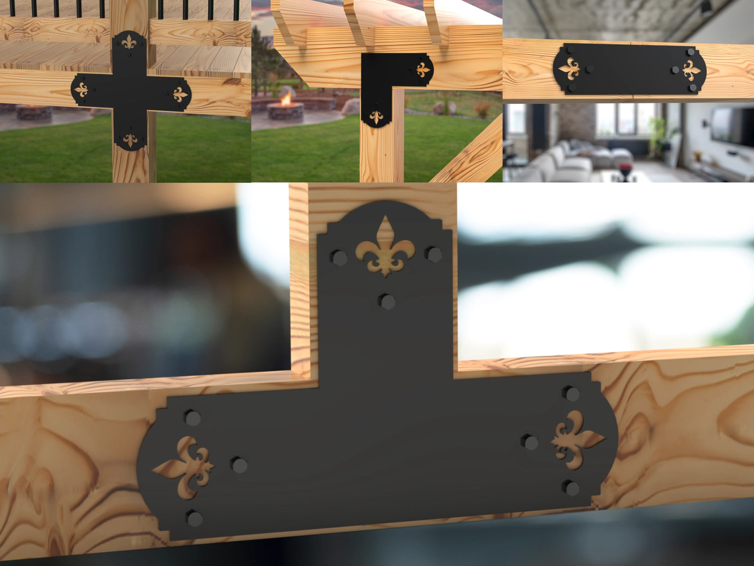 Crowned Fleur De Lis 6x6 Brackets - Madison Iron and Wood