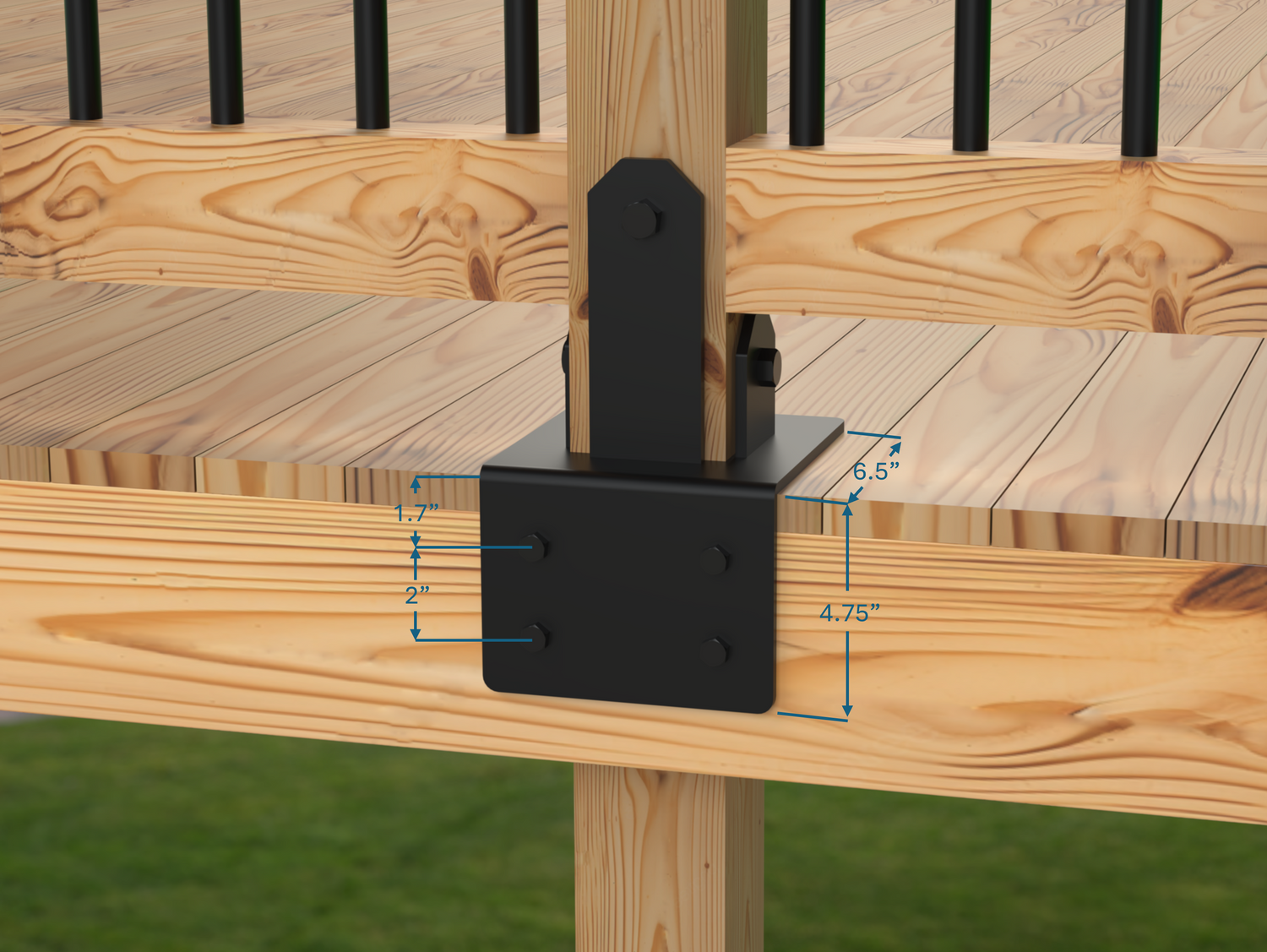 Heavy Duty Face Mount Post Base Bracket - Madison Iron and Wood