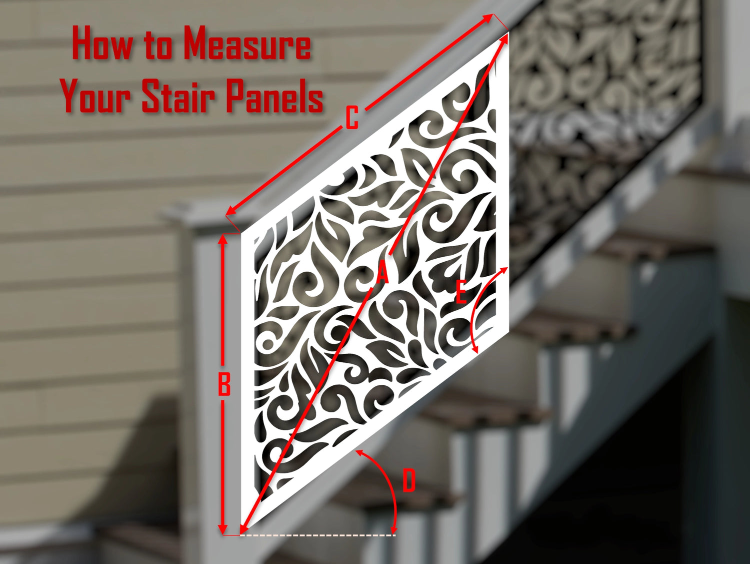 Flowing Leaves Stair Railing Panel Insert - Madison Iron and Wood