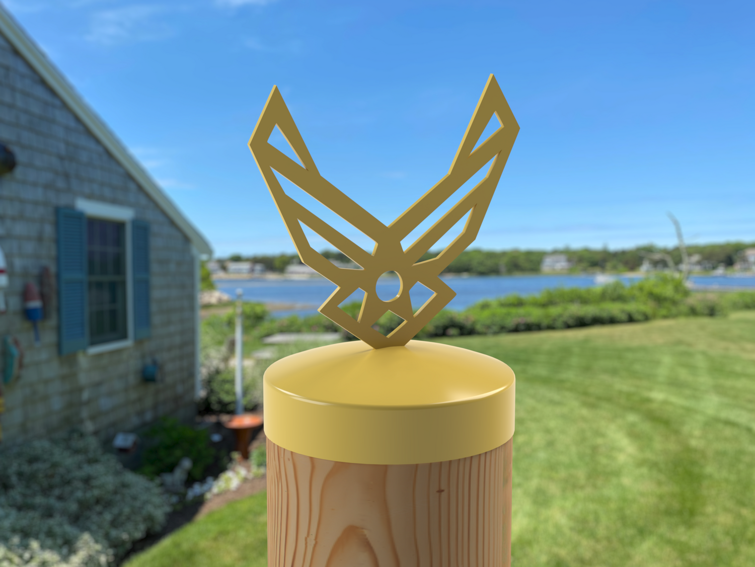 Airforce Logo, Round Post Cap (4x4 Round Post Size) - Madison Iron and Wood