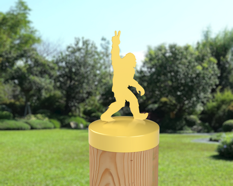 Bigfoot Peace Sign, Round Post Cap (4x4 Round Post Size) - Madison Iron and Wood