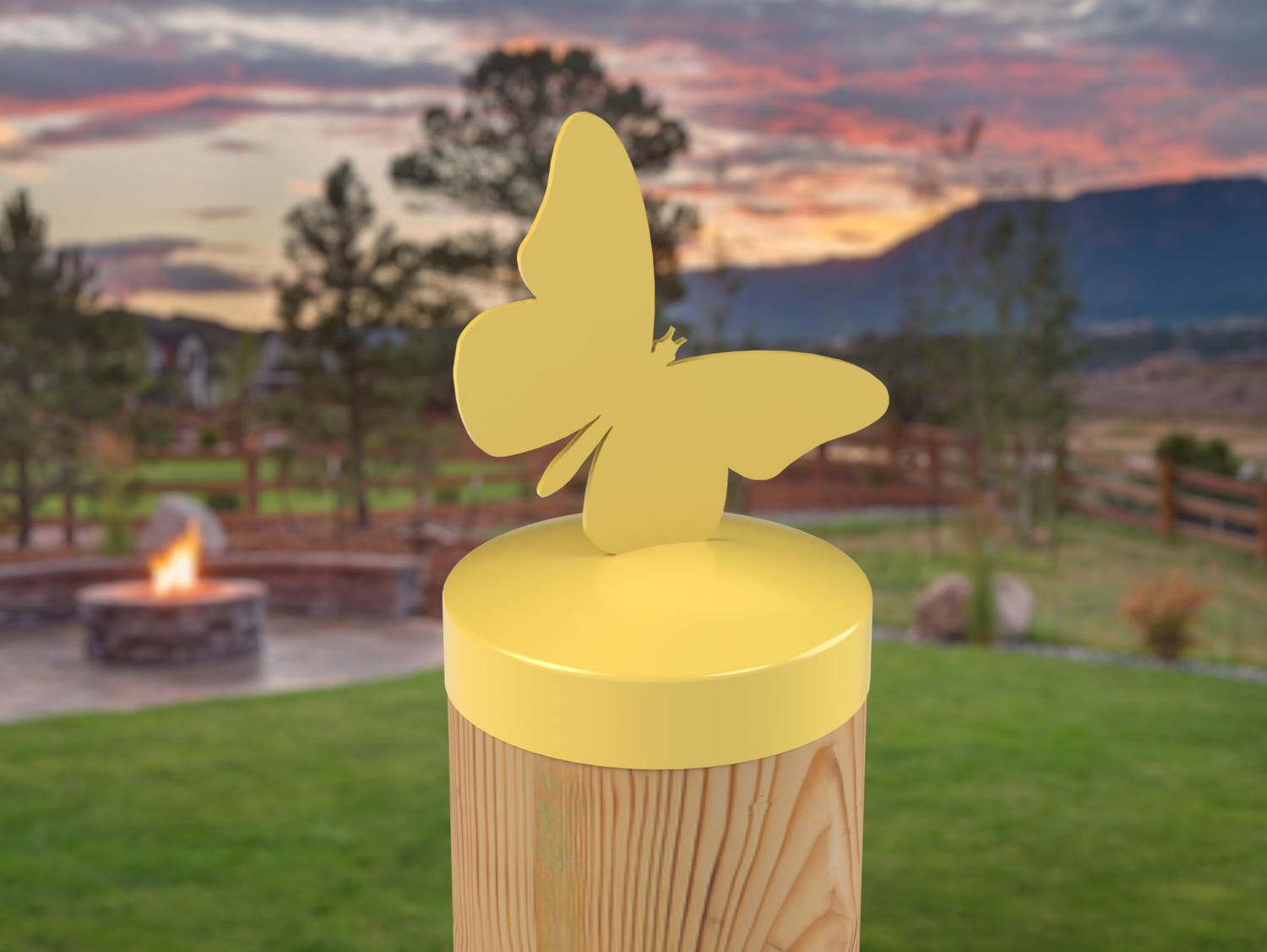 Butterfly, Round Post Cap (4x4 Round Post Size) - Madison Iron and Wood