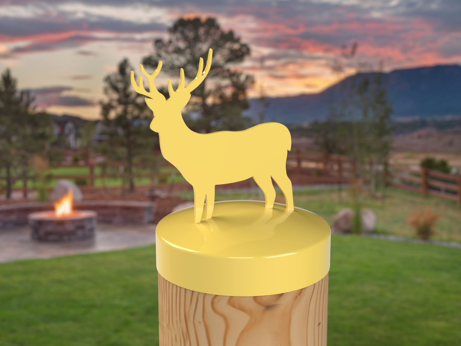 Deer, Round Post Cap (4x4 Round Post Size) - Madison Iron and Wood