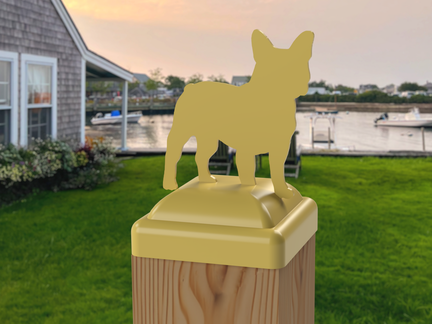 4x4 French Bulldog Post Cap (Fits 3.5 x 3.5 Post Size) - Madison Iron and Wood