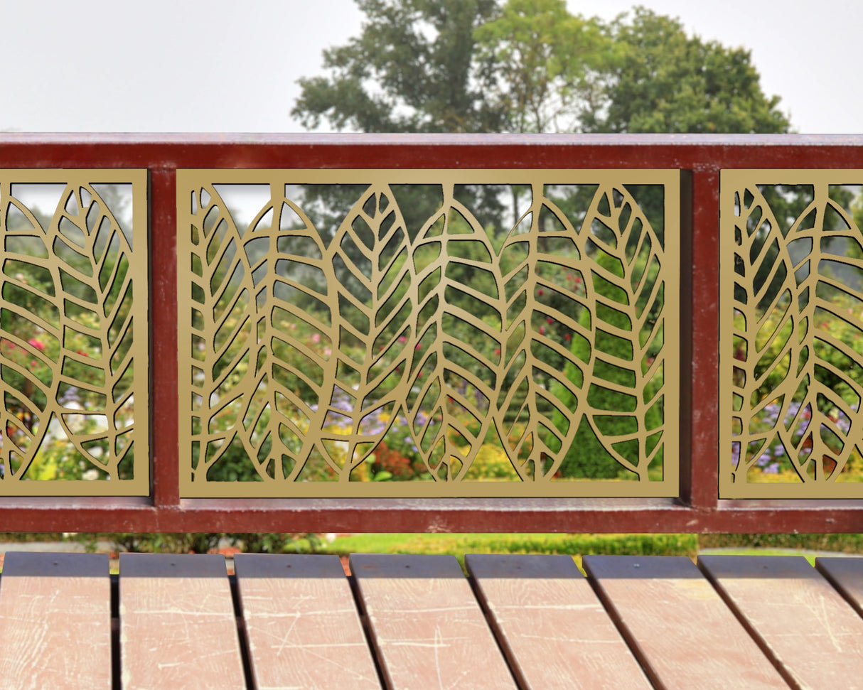 80"x30" - Modern Style Leaves Fence/Gate Panel Insert - Madison Iron and Wood