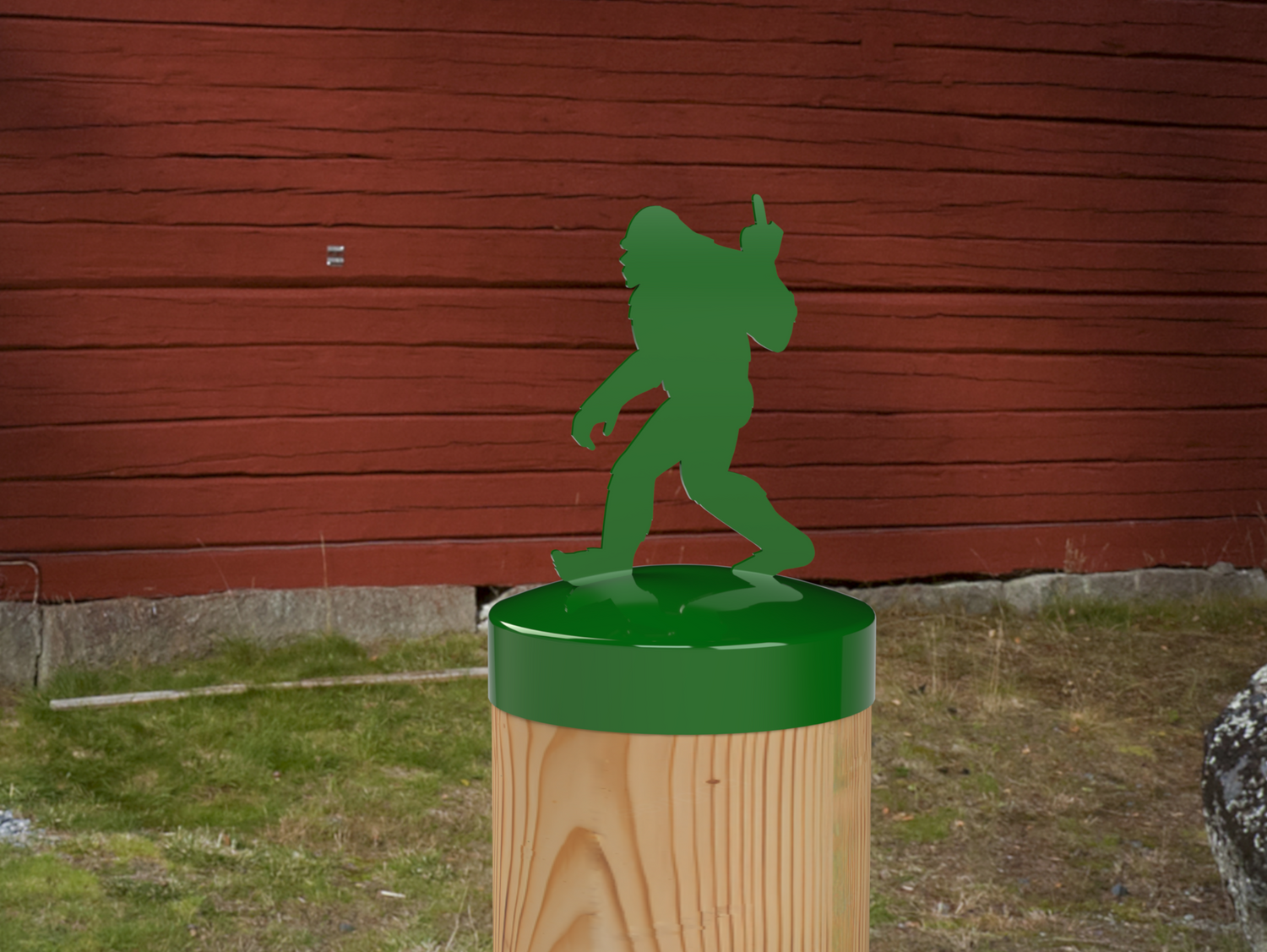 Bigfoot Middle Finger, Round Post Cap (4x4 Round Post Size) - Madison Iron and Wood