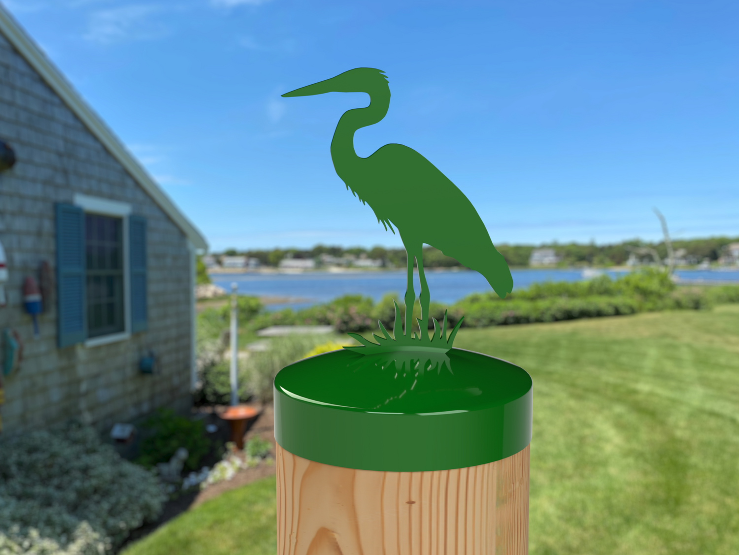 Blue Heron, Round Post Cap (4x4 Round Post Size) - Madison Iron and Wood