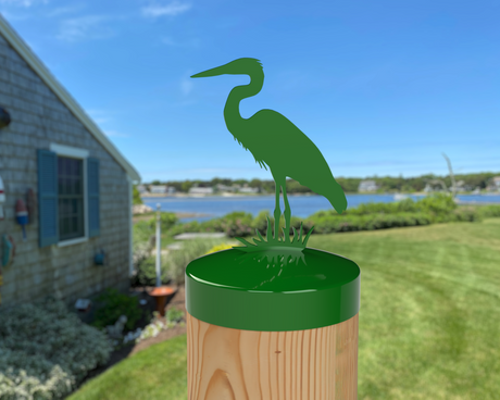 Blue Heron, Round Post Cap (4x4 Round Post Size) - Madison Iron and Wood