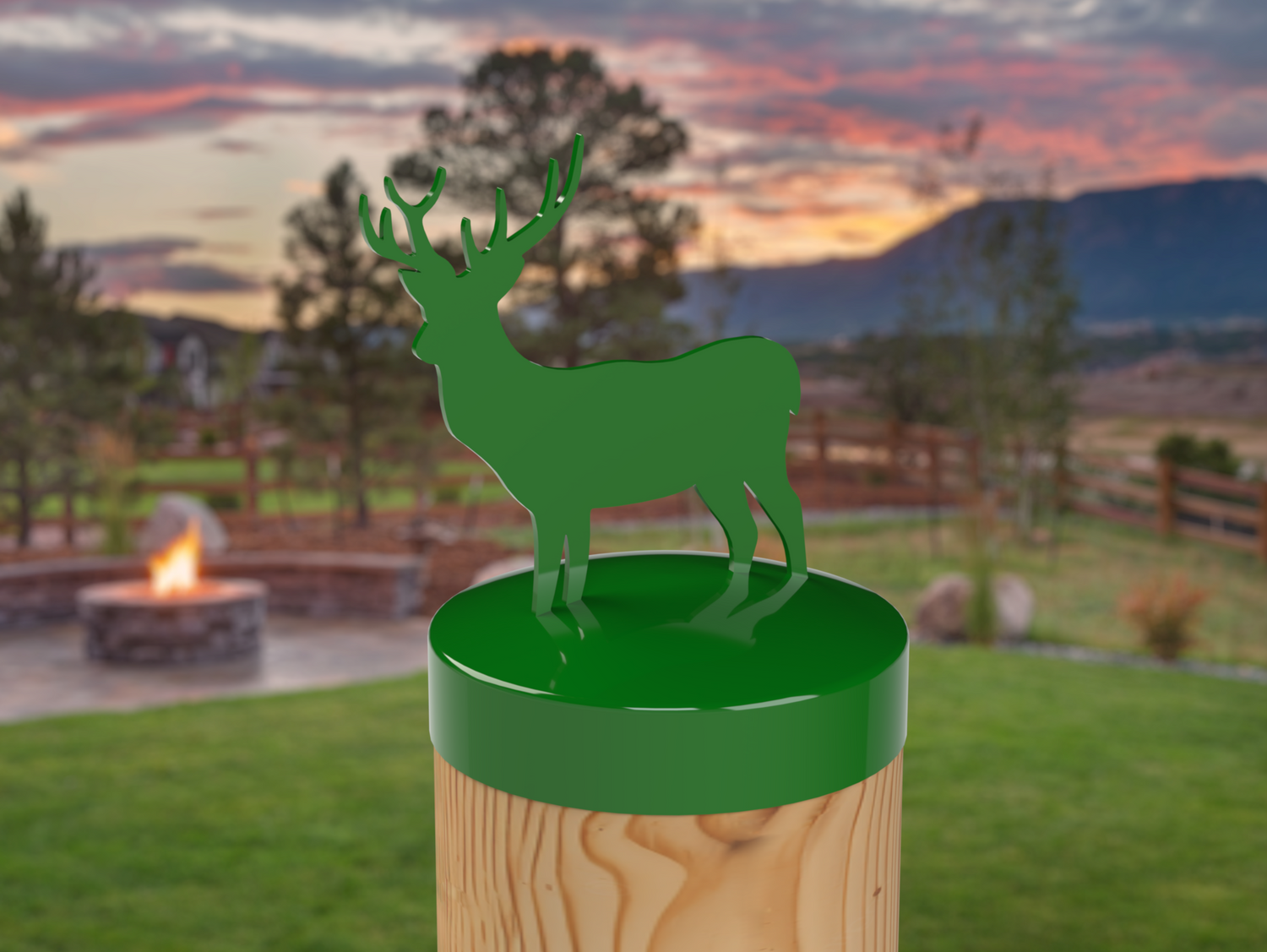 Deer, Round Post Cap (4x4 Round Post Size) - Madison Iron and Wood