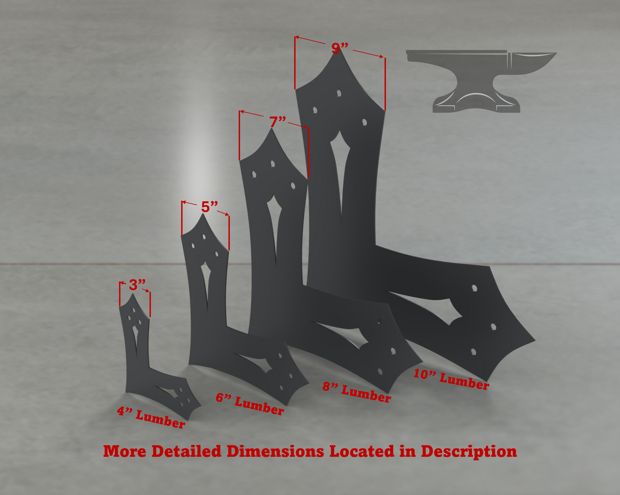 Gothic Style L Brackets - Various Sizes - Madison Iron and Wood