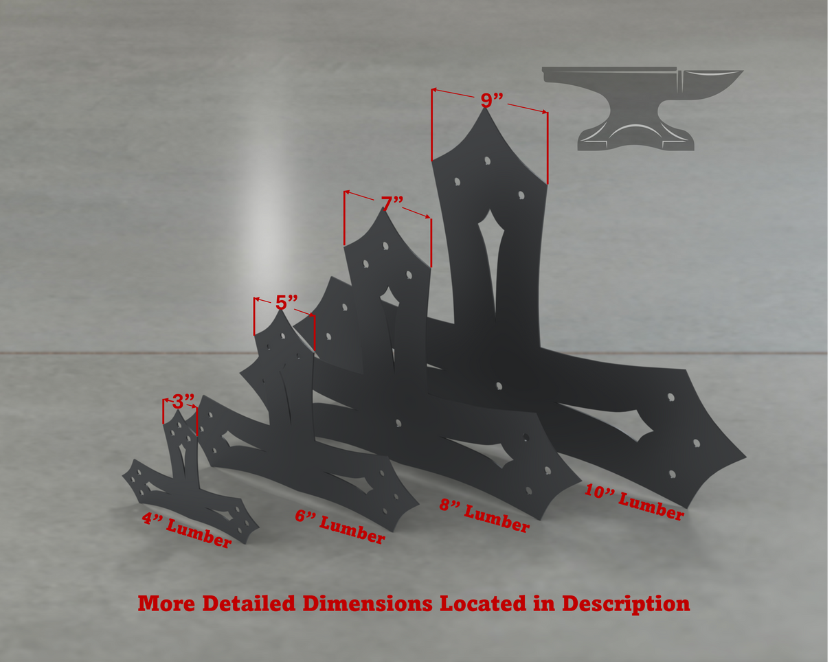 Gothic Style T Brackets - Various Sizes