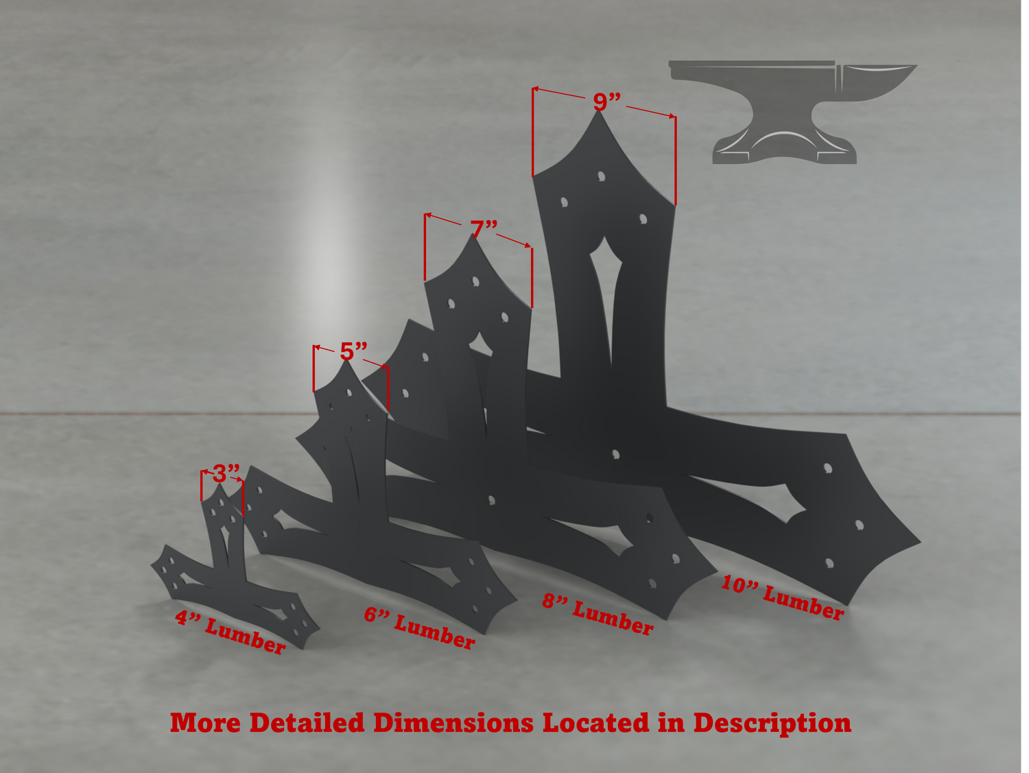 Gothic Style T Brackets - Various Sizes