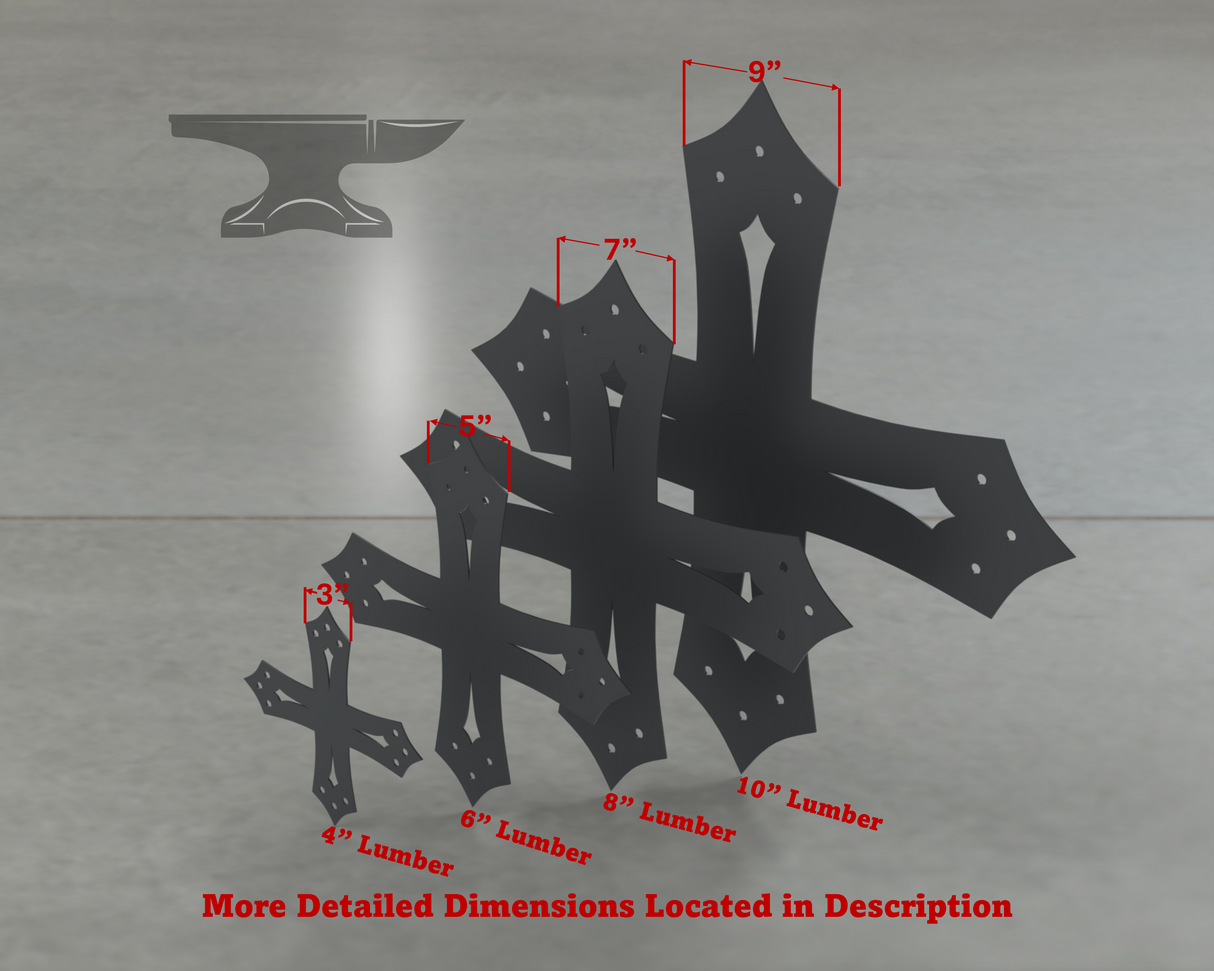 Gothic Style X Brackets - Various Sizes