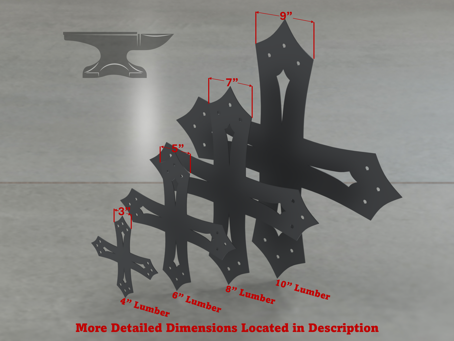 Gothic Style X Brackets - Various Sizes