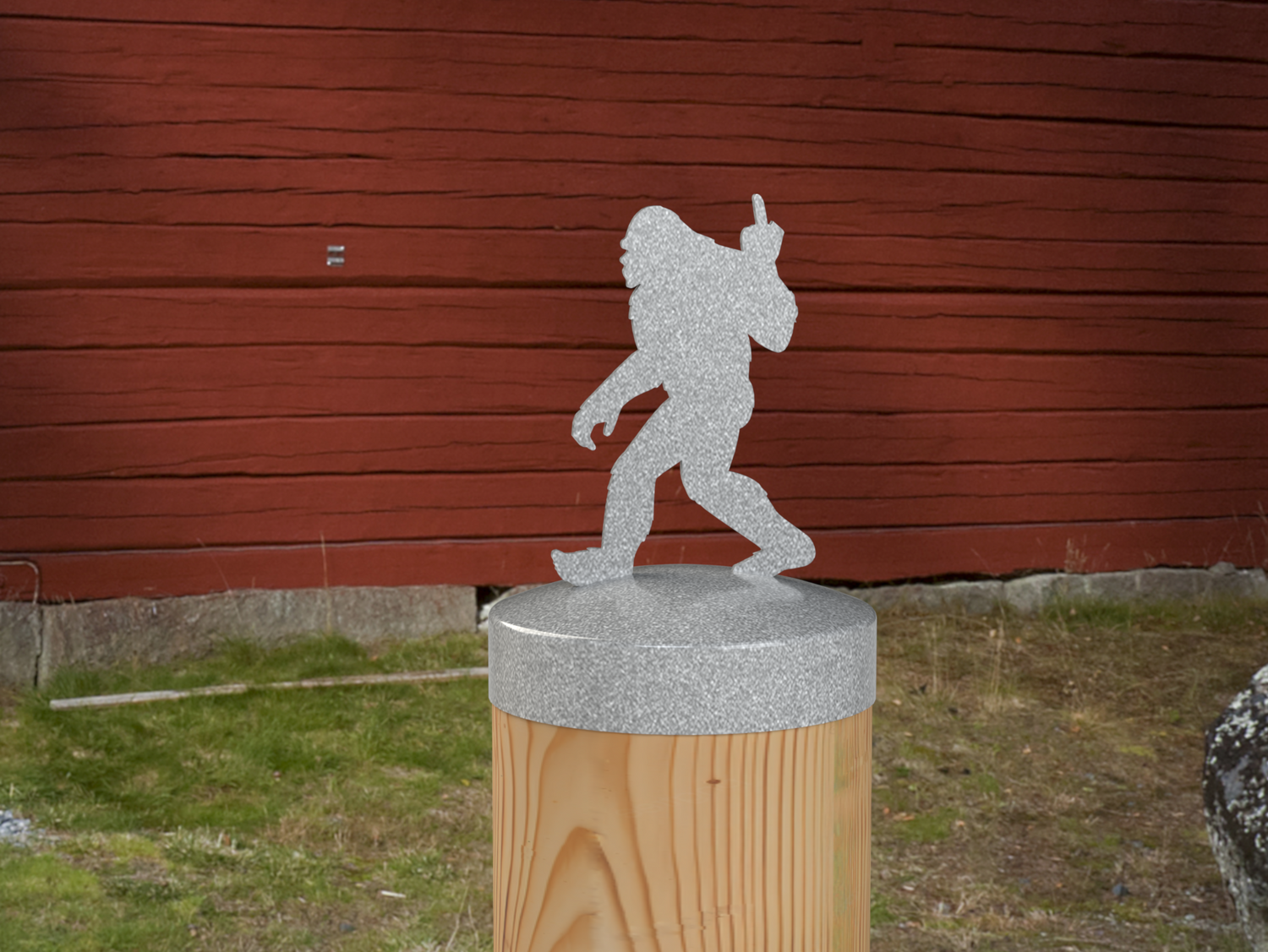 Bigfoot Middle Finger, Round Post Cap (4x4 Round Post Size) - Madison Iron and Wood