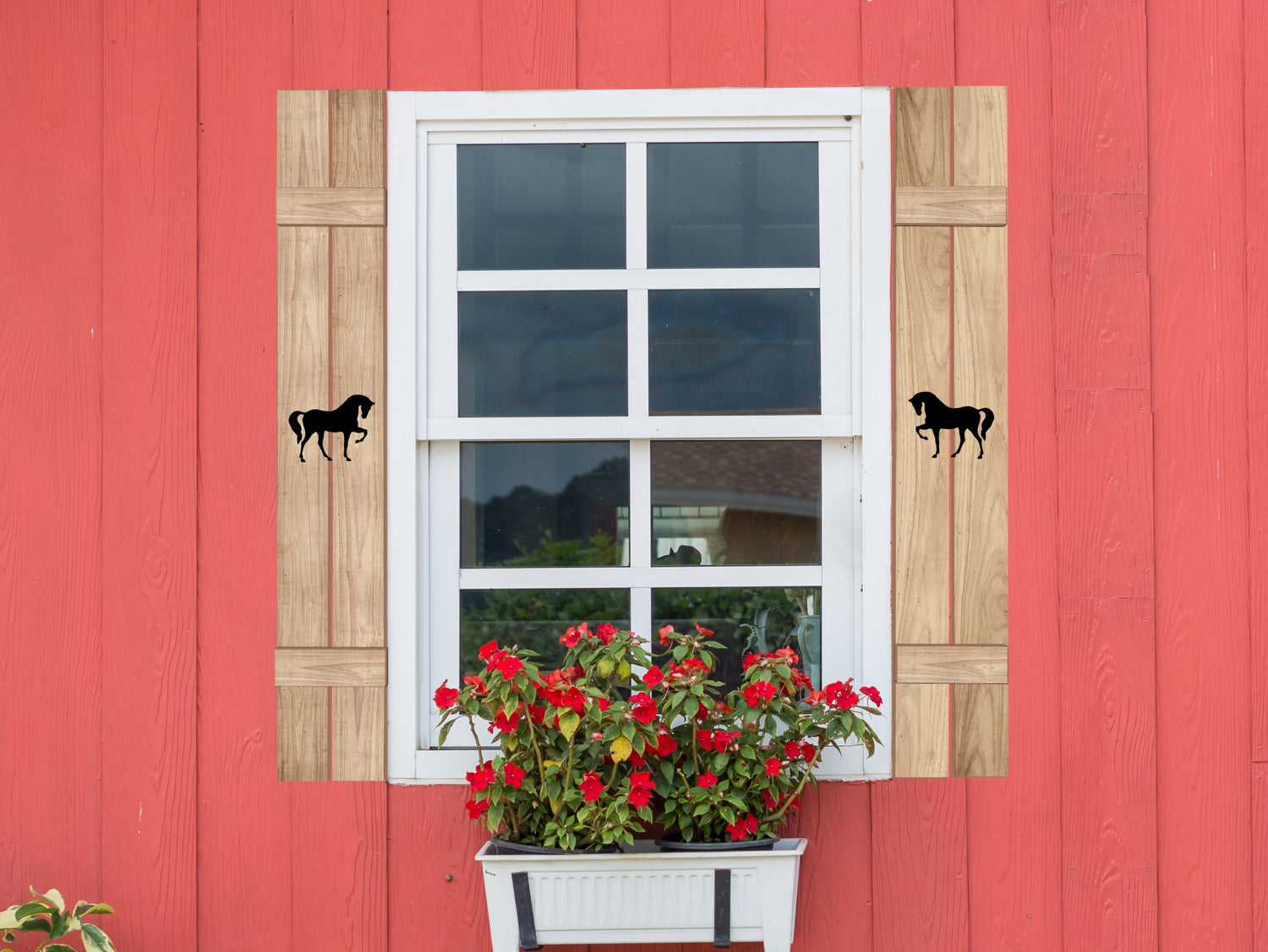 Wooden Window Shutter - Horse Design - Madison Iron and Wood