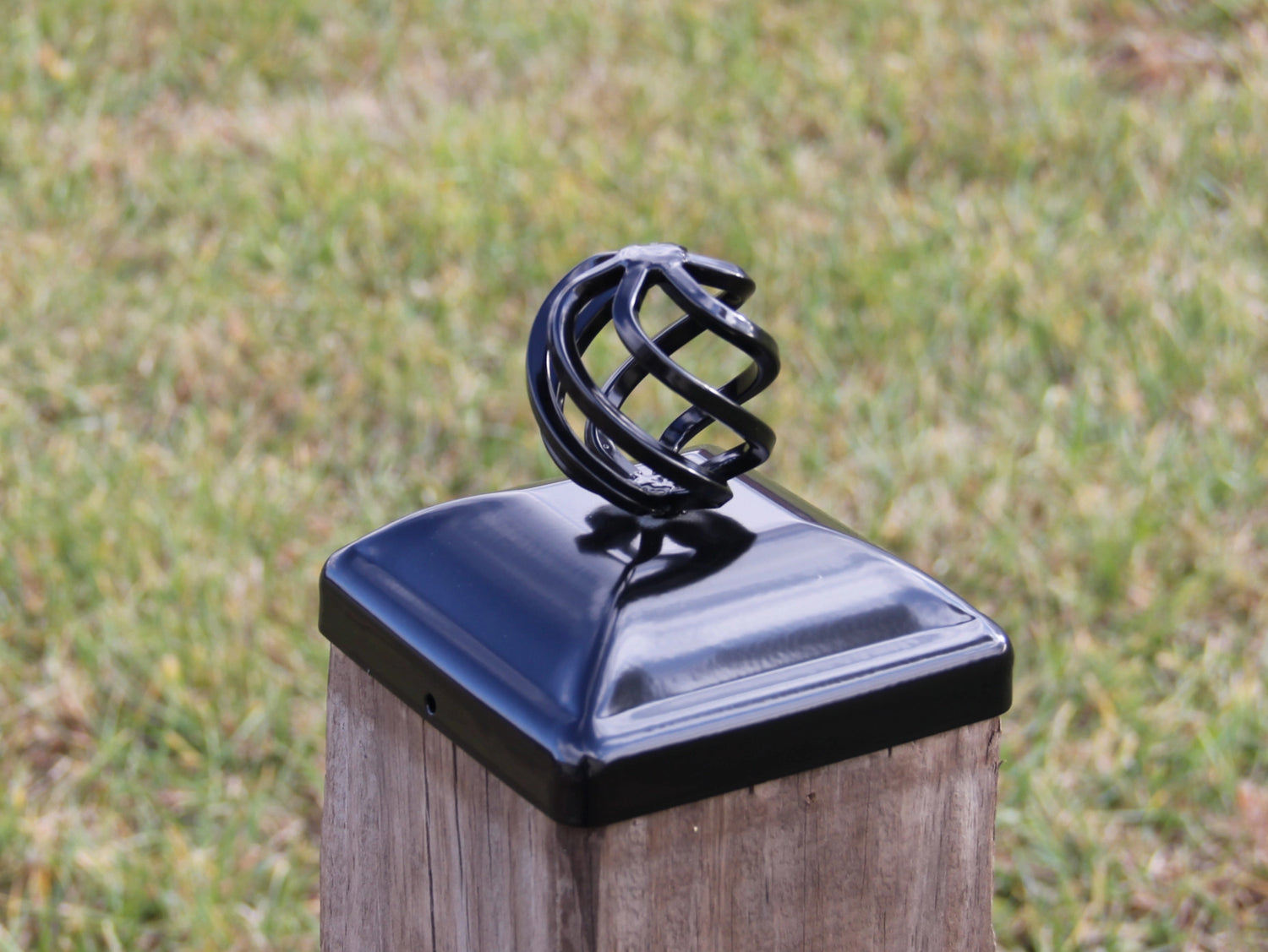 Round Basket Fence Post Cap (Multiple Post Sizes Available) - Madison Iron and Wood