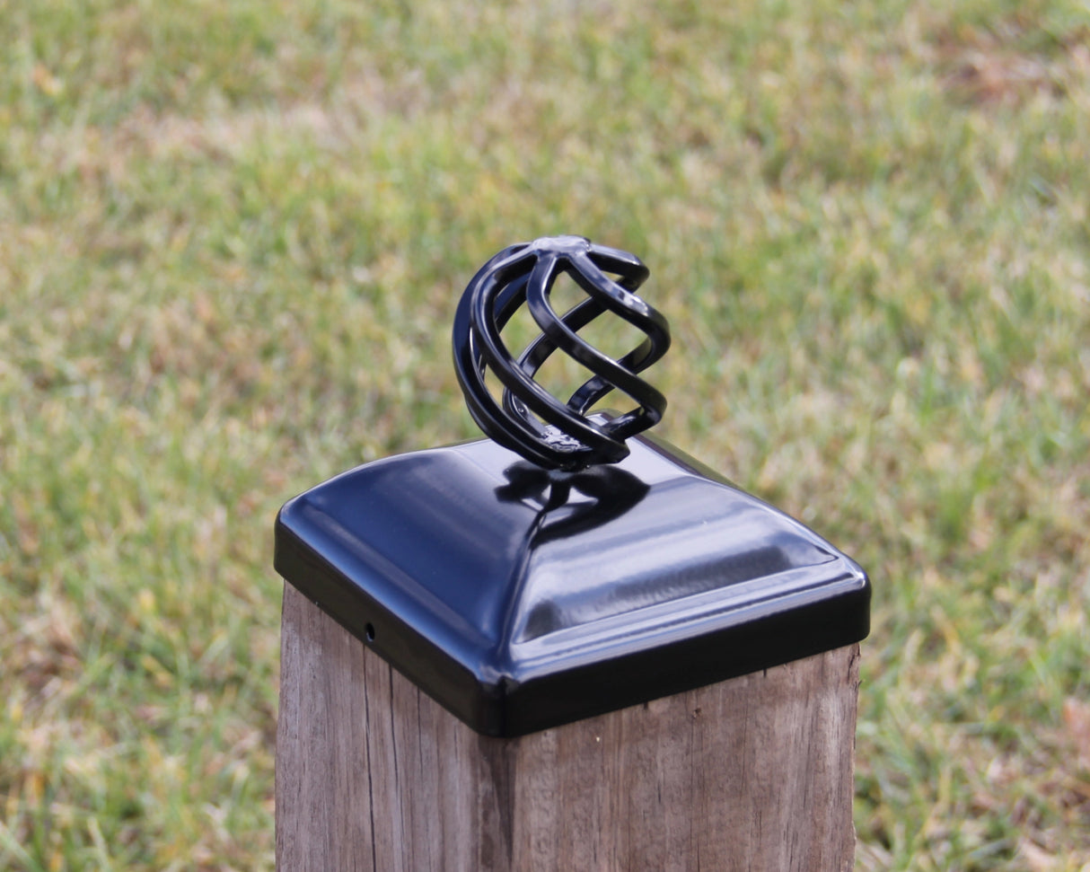 Round Basket Fence Post Cap (Multiple Post Sizes Available) - Madison Iron and Wood