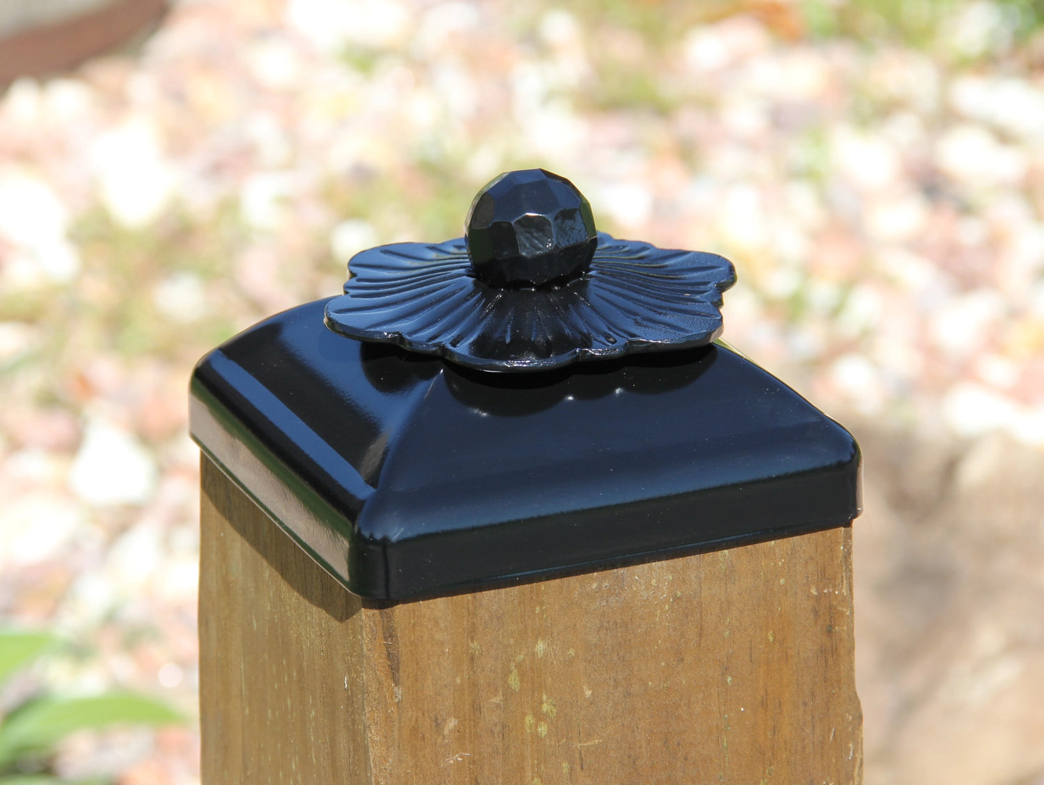 Flower Rosset Fence Post Cap (Multiple Post Sizes Available) - Madison Iron and Wood