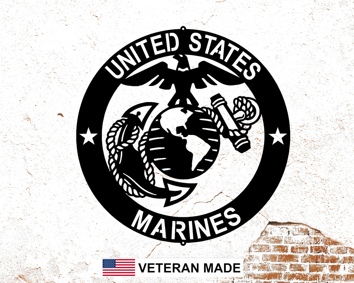 MARINE EMBLEM METAL SIGN - Madison Iron and Wood