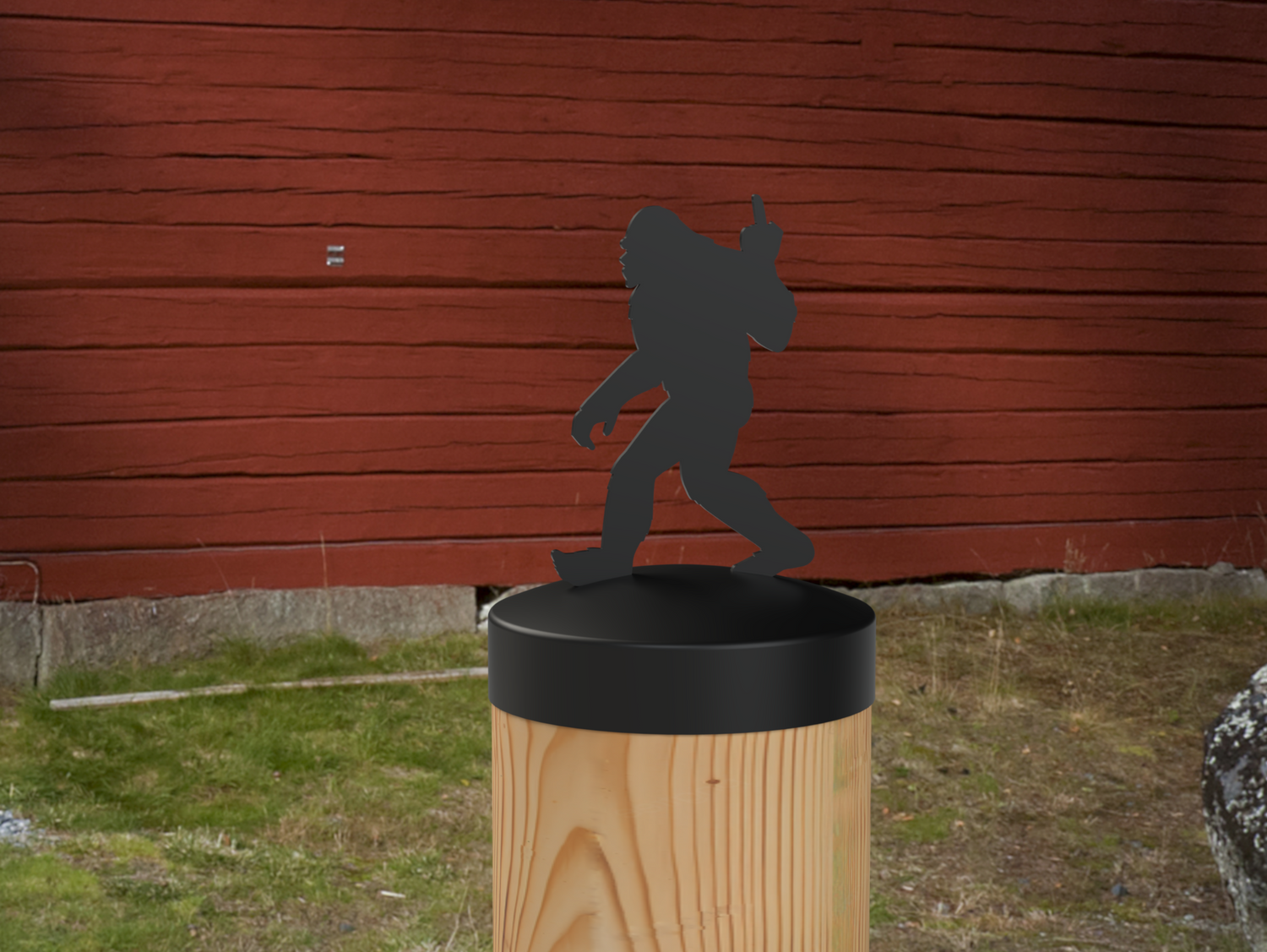 Bigfoot Middle Finger, Round Post Cap (4x4 Round Post Size) - Madison Iron and Wood