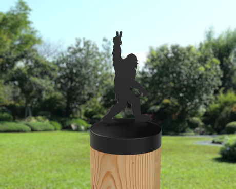 Bigfoot Peace Sign, Round Post Cap (4x4 Round Post Size) - Madison Iron and Wood
