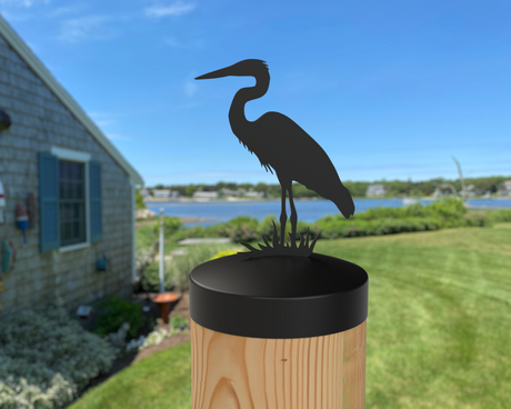 Blue Heron, Round Post Cap (4x4 Round Post Size) - Madison Iron and Wood