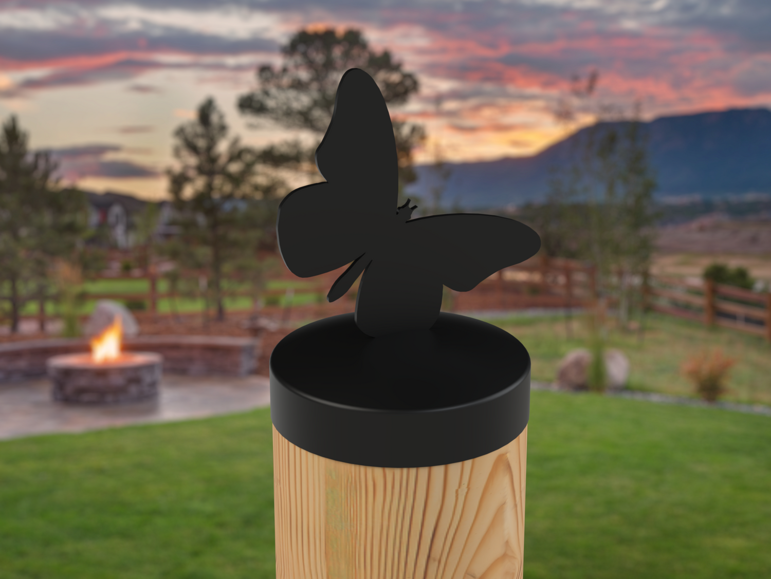 Butterfly, Round Post Cap (4x4 Round Post Size) - Madison Iron and Wood