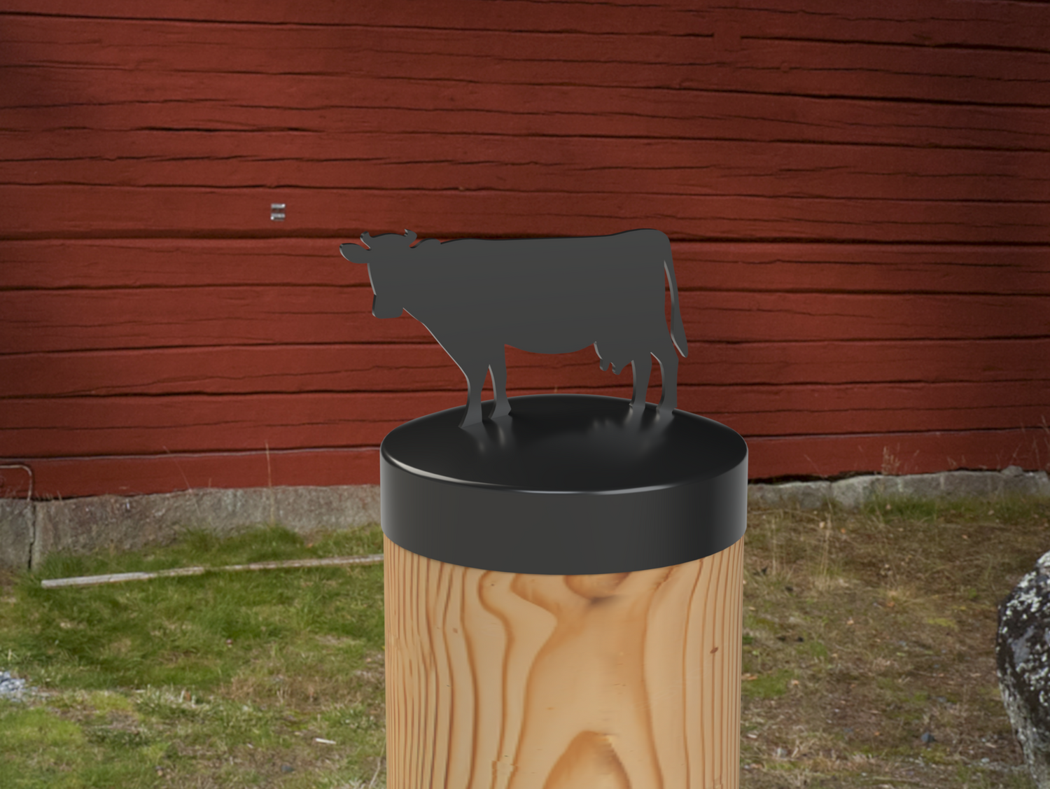 Cow, Round Post Cap (4x4 Round Post Size) - Madison Iron and Wood