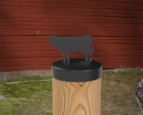Cow, Round Post Cap (4x4 Round Post Size) - Madison Iron and Wood