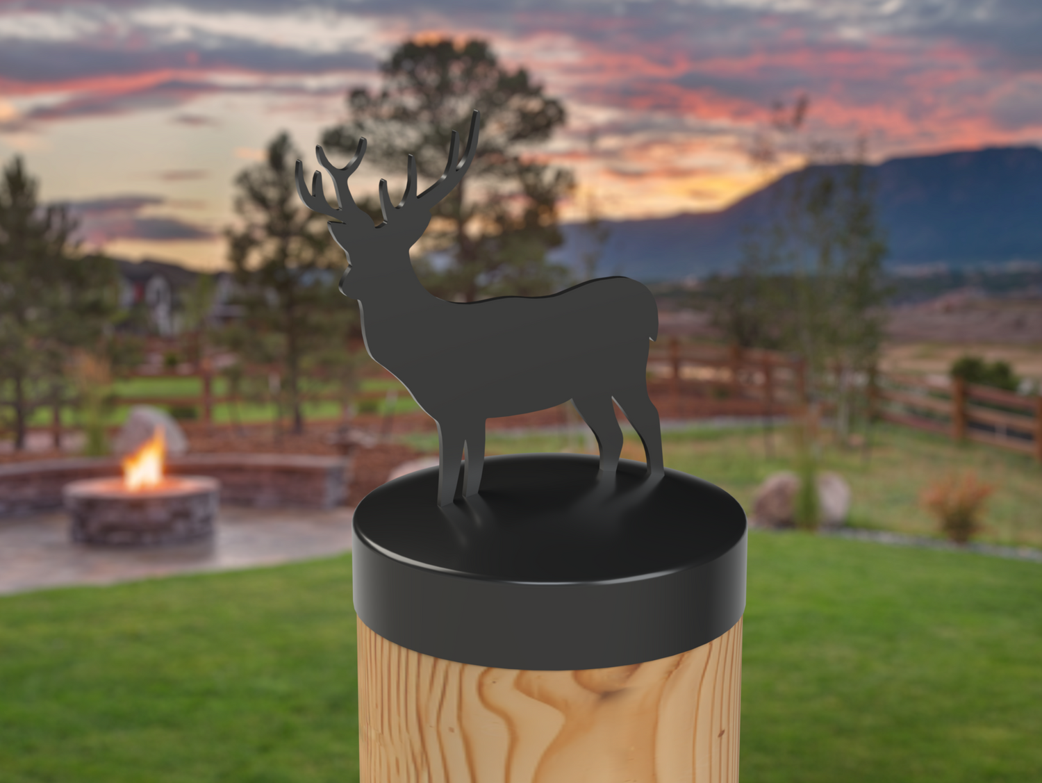 Deer, Round Post Cap (4x4 Round Post Size) - Madison Iron and Wood