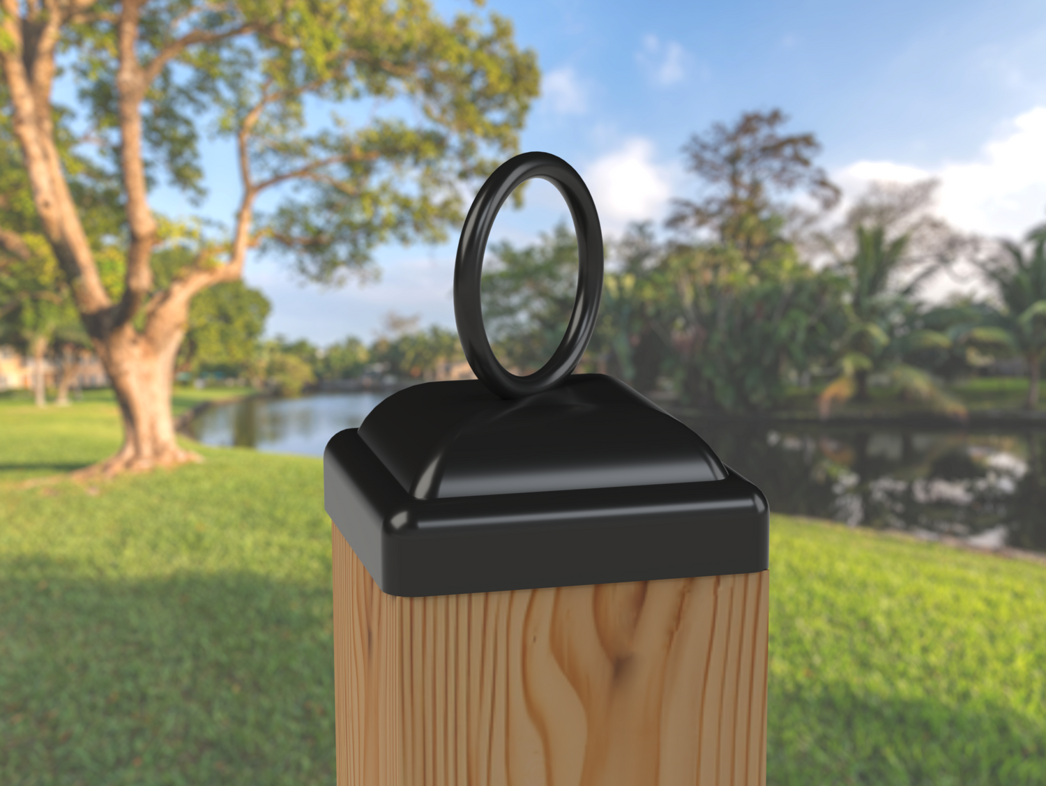 6x6 Nautical Rope Ring Post Cap - 45 Degree Turn (5.5 x 5.5 Post Size) - Madison Iron and Wood