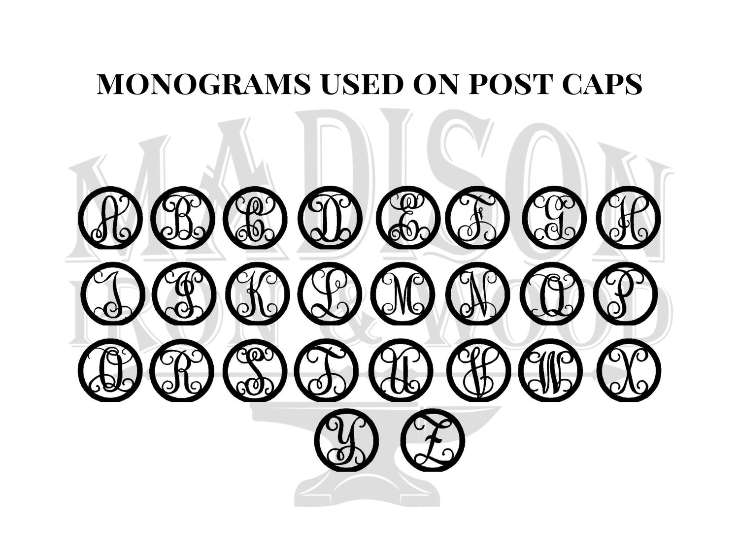 4x6 Monogram Post Cap (3.5 x 5.5 Post Size) - Madison Iron and Wood