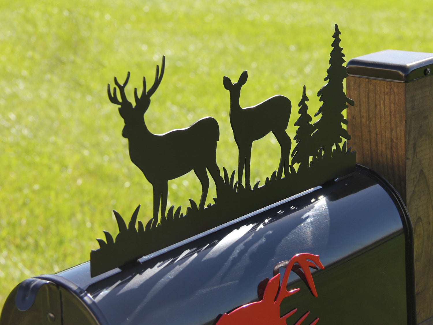 Rustic Deer Mail Box Deer and doe Mailbox Topper, Decorative Mailbox sign, Deer Themed ...